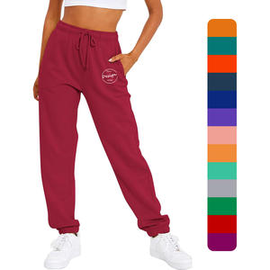 กางเกงวอร์มออกกำลังกายเอวสูงสำหรับผู้หญิงสำหรับฤดูใบไม้ร่วงผ้าเฟรนช์เทอร์รี่ผ้ายืด460GSM ปักลายกำหนดได้เอง - Product Image 1