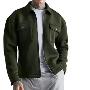 OEM Custom Logo Space Cotton Stylish Olive Green Jacket Coat Men Outerwear Windproof High Quality Casual Men Jacket