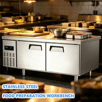 Armoire de préparation et de conservation des aliments en acier inoxydable pour usage commercial, avec plan de travail pour la conservation de la fraîcheur