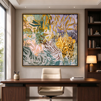 Peinture murale florale abstraite, art floral, peinture acrylique, fleurs colorées, peinture impressionniste de jardin, grande toile texturée à l'huile