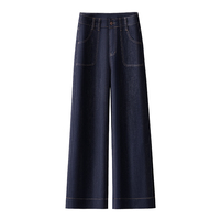Jean ample pour femme, taille haute, jambe large, avec poches, fermeture boutonnée, ourlet brut, Ropa De Mujer Al Por Mayor