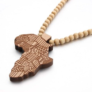 Collar Risingmoon con Colgante de Madera con Mapa de África, Cuentas de Madera de 8mm con Patrón en Relieve Multicolor, Estilo <span class=keywords><strong>Hip</strong></span> <span class=keywords><strong>Hop</strong></span> - Product Image 5