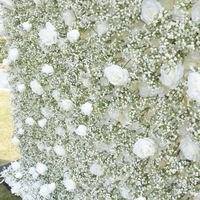 Groothandel Hoge Kwaliteit Rozen Bloempaneel Kunstmatige Witte Rozen Bloemenwand Achtergrond 8ft X 8ft voor Bruiloft Evenement Decoratie