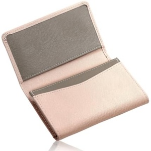 Women's Slim Genuine Leather Business <b>Card</b> <b>Holder</b> with Cross Pattern Cowhide Color-Block Design Large Capacity - Product Image 1