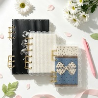 Protège-cahier en acrylique transparent à rayures verticales ondulées, couverture à feuilles mobiles pour A5/A6/A7, étui transparent à 6 trous pour journal