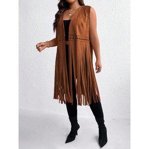 Gilet Western à Franges Grande Taille pour Femme FOXA, Style Cowgirl Vintage avec Pompons, Vêtement d'extérieur sans Manches - Product Image 5