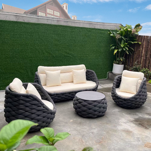 Juecheng เซ็ตโซฟาหวายแบบเชือกสานดีไซน์แบบนอร์ดิกสำหรับสวนกลางแจ้งเฟอร์นิเจอร์ลานโซฟากลางแจ้ง - Product Image 6