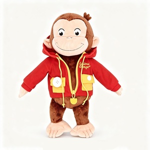 NUEVO Peluche de Mono George con Suéter Rojo, Relleno de Algodón PP Súper Suave, Regalo de Cumpleaños - Product Image 1