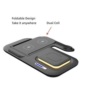 <span class=keywords><strong>Chargeur</strong></span> sans fil 15W True Fast <span class=keywords><strong>Chargeur</strong></span> sans fil 4-1 magnétique pliable avec lumière intelligente pour la nuit - Product Image 5