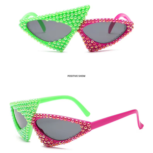 New Diamond Sunglasses Irregular Unique Design <strong>Party</strong> Ladies <strong>Glasses</strong> Rhinestone Colored Pearl <strong>Glasses</strong> - Product Image 3