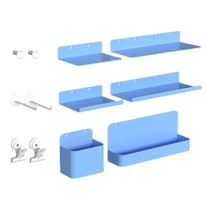 Étagères murales de rangement, revêtement noir en poudre, design rectangulaire sans perçage, pour organiser l'espace de bureau à domicile - Product Image 3