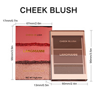 LANGMANNI Palette de fard à joues tricolores Contour Highlight Eye Multi-Function Three-in-One Blush Palette makeup