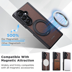 Étui avec support magnétique pour Samsung <span class=keywords><strong>Galaxy</strong></span> Z Fold 8 Ultra, en cuir PU, chargement sans fil, protection de la charnière, antichoc, housse de protection - Product Image 4