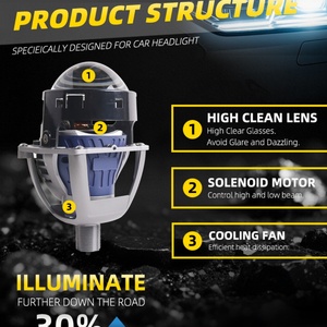 Nuevo Diseño AF02 16v Afs Kit de Conversión de Faros Delanteros para Automóvil de 3.0 Pulgadas, Bombilla Súper Brillante de 5500k, Lente de Proyector Bi-led para Automóvil Universal - Product Image 4