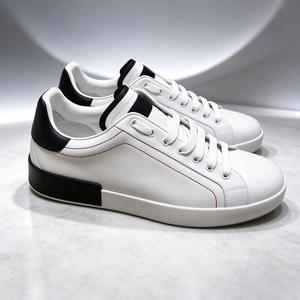 2026 New Men Women White Genuine Leather Low Top <b>Skate</b> Sneakers Black Color Block Heel Patch Lace Up Fashion Casual Walking <b>Shoe</b> - Product Image 1