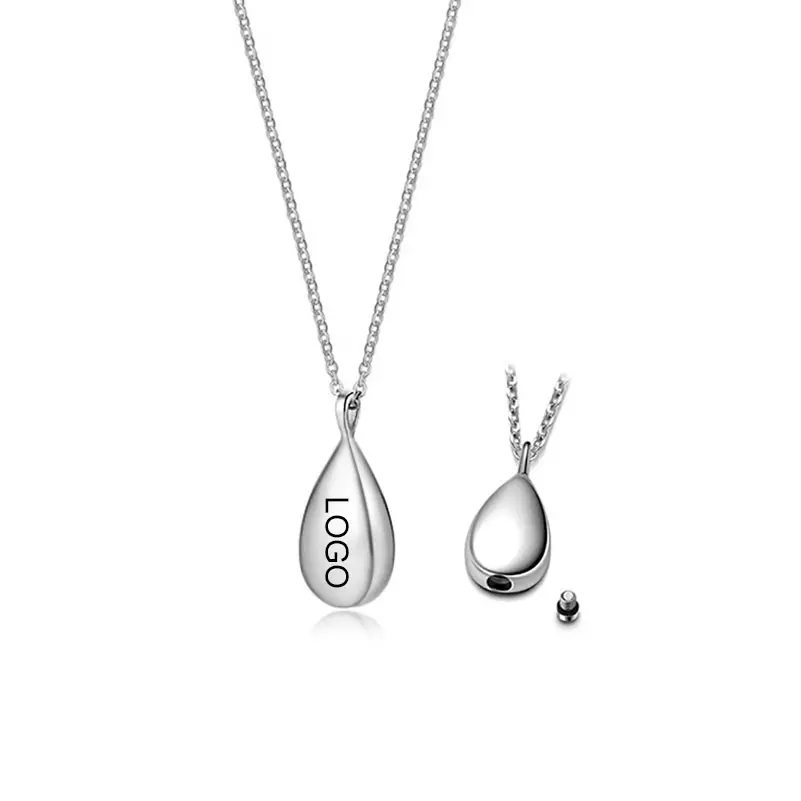 Bijoux de crémation en acier inoxydable Collier à pendentif urne souvenir en forme de larme pour femmes