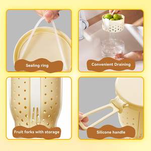 Botsparty Gobelet Réutilisable 2-en-1 de 39 oz pour Salade de Fruits avec <span class=keywords><strong>Couvercle</strong></span>, Anti-fuite, Sans BPA, Contenant Alimentaire Sûr, Double Couche avec Trous de Drainage - Product Image 3