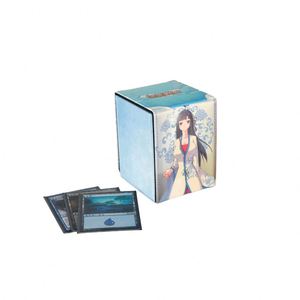 Porte-cartes en cuir PU bleu clair avec motif cerise, double ouverture, étui de rangement portable pour jeux de cartes - Product Image 3
