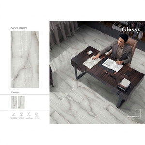 Dark Gray Marble Look Porcelain Tiles 24x48 Inch Polished <b>Floor</b> Wall for Commercial Interiors - Product Image 2
