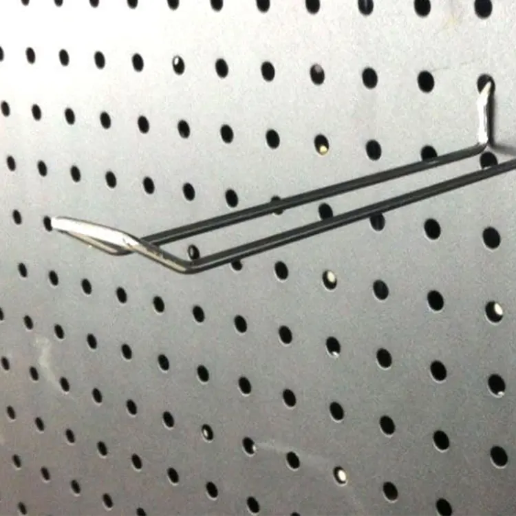 Kait slatwall logam tunggal kualitas tinggi untuk papan Chrome kait untuk toko perangkat keras