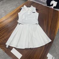 Bestseller Automne Ensemble jupe-culotte élégante en coton uni au-dessus du genou pour femmes de petite taille