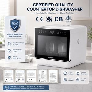 Lave-vaisselle de comptoir semi-automatique portable 4 couverts avec réservoir d'eau intégré, commande tactile, air chaud PTC, pour hôtels et foyers - Product Image 5