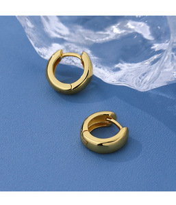 New Fine 925 <strong>Silver</strong> Jewelry Manufacture 18K Gold Vermeil <strong>Huggies</strong> 925 Sterling <strong>Silver</strong> Plated Bold Hoop Earrings for Women - Product Image 3