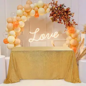 Mantel de lentejuelas doradas para fiestas, tela brillante, cubierta de mesa rectangular láser, superposición para boda, Baby Shower, ceremonia Bi