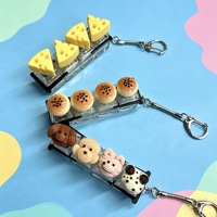 Llavero con Botón Sonoro de Teclado Mecánico con Diseño de Hamburguesa de Queso de Dibujos Animados, Creativo y Lindo, para Aliviar el Estrés, Ideal como Regalo Promocional