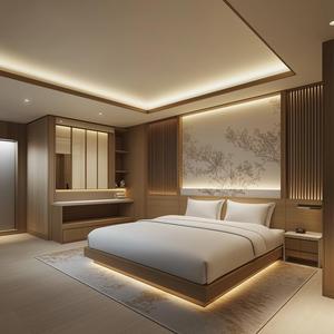 Ensemble de meubles d'hôtel et commerciaux modernes en bois sur mesure, tailles et finitions personnalisables - Product Image 1