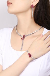 Collana di lusso lunga con nappine a forma di fiore in argento 925 con pietra preziosa coltivata da laboratorio collana <span class=keywords><strong>rubino</strong></span> per donna accessori di tendenza - Product Image 6