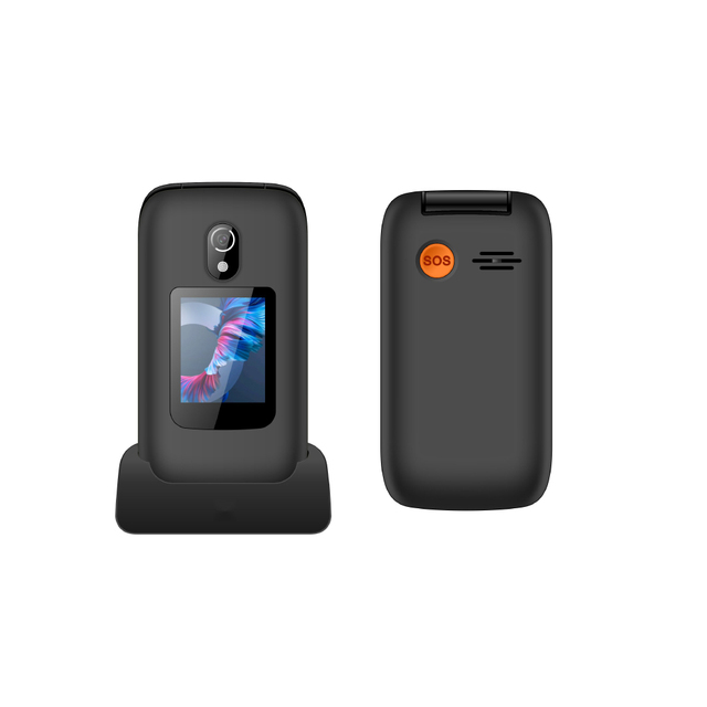 4G Senior Flip Phone Dual Screen Big Button SOS Cradle Charger EU Ecodesign