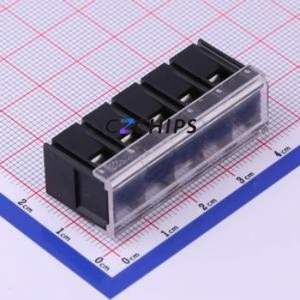 KF28C-7.62-5P Barrier Terminal Block Through hole Component (THT),P=7.62mm Connector With Cover Plate 7.62mm 1x5P Straight Pin - Product Image 1