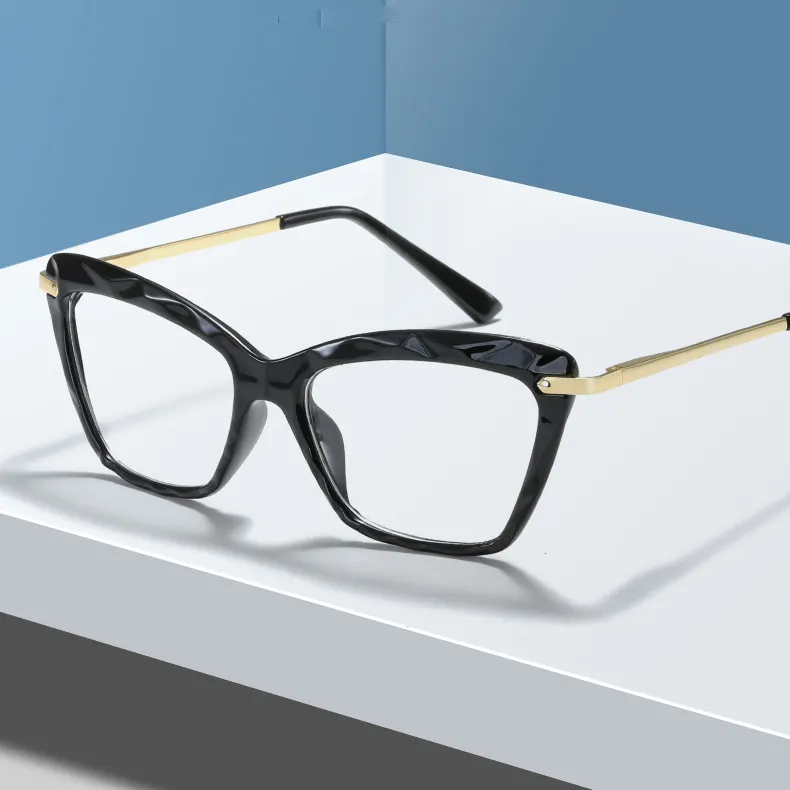 패션 금속 안경 프레임 광학 디자이너 여성 안티 블루 라이트 컴퓨터 안경 눈 보호