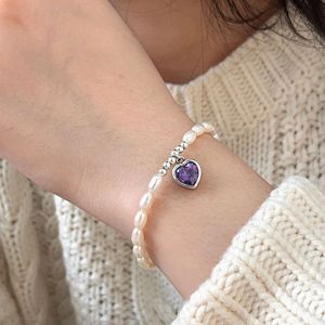 Pulsera Yinruitai S925 de Plata de Ley con Forma de Corazón, con Perla de Agua Dulce y Circonita de Colores para Mujer, Uso Diario - Product Image 4