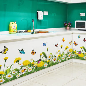 Flores y hierba Etiqueta de la pared Corrector y evitar la pared fea línea de esquina Calcomanías Sala de estar Papel tapiz decorativo - Product Image 1