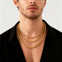 Collier chaîne torsadée 2/3/4/5MM en acier inoxydable plaqué or 18 carats, résistant à la décoloration et à l'eau, unisexe, tendance, géométrique, pour usage quotidien, mode