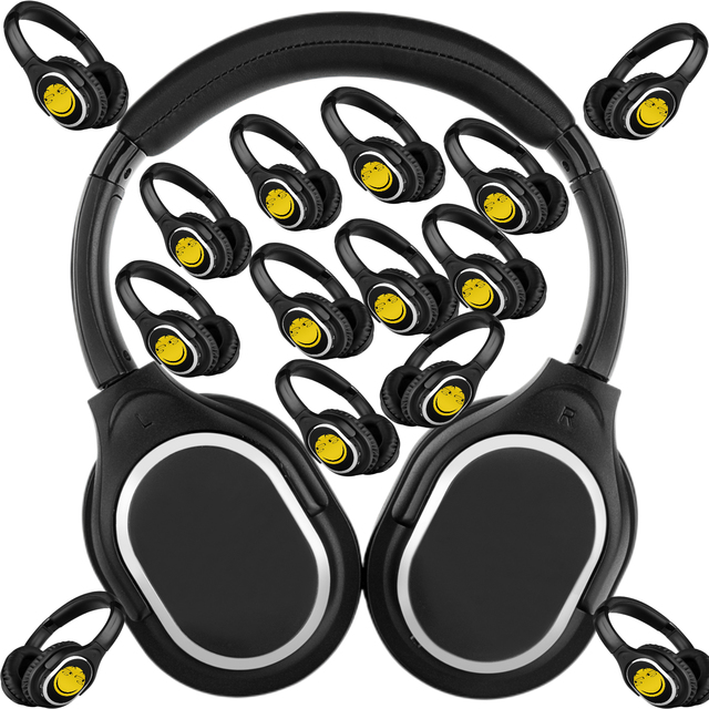 Multi-Zone UHF Headphone System, 3CH Wireless Stereo Headsets for Gyms, Churches & Events