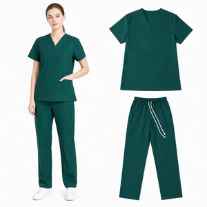 Tenue de soins pour animaux de compagnie extensible 65% polyester 35% coton, col en V, empiècements en maille, anti-plis, personnalisable, unisexe, usage hospitalier, manches courtes - Product Image 5