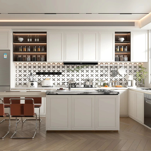 Gabinetes <span class=keywords><strong>de</strong></span> Cocina Modernos Personalizables ModHomi con Encimera <span class=keywords><strong>de</strong></span> Madera Sólida, Vidrio y Piedra Sinterizada, Integración Minimalista con Barra - Product Image 1