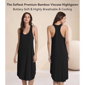 Chemise de nuit sans manches en viscose de bambou pour femme, dos nageur, grandes tailles S-4X, vêtement de nuit rafraîchissant, vente en gros - Product Image 6