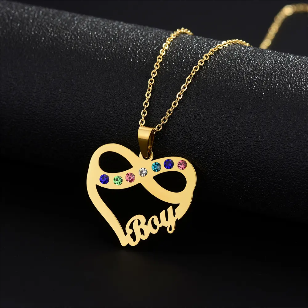 Wholesale Vendor Gold Plated Personalized Heart Name Couple Necklace Chain Stainless Steel Jewellery