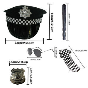 ชุดตัวละคร pesenar, ชุดห้าชิ้น<span class=keywords><strong>ตำรวจ</strong></span>, หมวก, <span class=keywords><strong>แว่น</strong></span>ตา, ป้าย, เน็คไท, กระบอง, อุปกรณ์ประกอบฉาก - Product Image 2