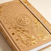 Cuaderno de Cuero PU de Tapa Dura Estilo Vintage, Cosido, con Grabado en Relieve y Lámina Dorada, con Banda Elástica, para la Escuela, Oficina y Uso Diario