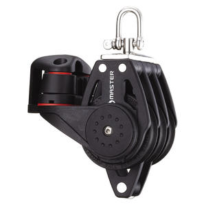 BB-0713FE Polea de Tres Ruedas Giratoria con Abrazadera/Grillete/Cuerda y Orejetas, Diámetro de Rueda 75mm, Diámetro de Cable 12mm, Herraje Marino - Product Image 1