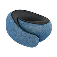 Oreiller de voyage ergonomique en mousse à mémoire de forme pliable en U, avec housse amovible et lavable, pour le soutien du cou des adultes en avion et en voyage