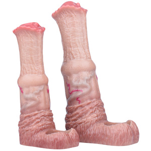 FAAK Hautfarbener Pferdepenis-Sleeve Hohler Pferdedildo Dickes Kondom Wiederverwendbares Kondom Penisring-Sleeve Sex-Verstärker für Männer - Product Image 3