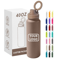 Bouteille d'eau magnétique 40oz en acier inoxydable à double paroi, anti-fuite, isolée sous vide, logo ODM personnalisé avec support magnétique pour téléphone