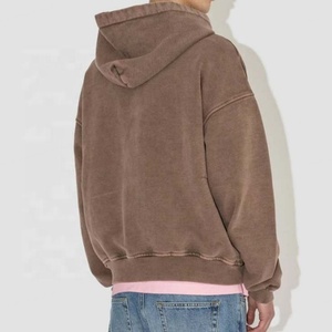 Sudadera con Capucha Extra Grande Personalizada al por Mayor, Sudadera con Capucha de Felpa Francesa de Algodón Lavado, Estilo Holgado, Gruesa, con Cierre para Hombre - Product Image 2