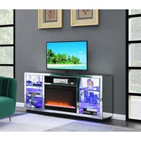 Meuble d'appoint avec miroir LED Cheminée électrique meuble TV avec diamant écrasé